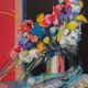 Jean-Baptiste Valadié: Blue, white and red bouquet, original signed lithograph