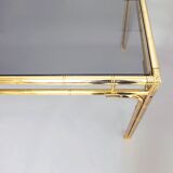 Brass Faux Bamboo Dining Table 1970s Hollywood Regency Glass Gold