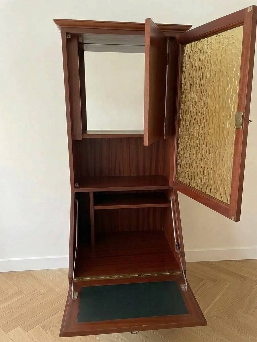 Vintage wooden secretary cabinet with storage.