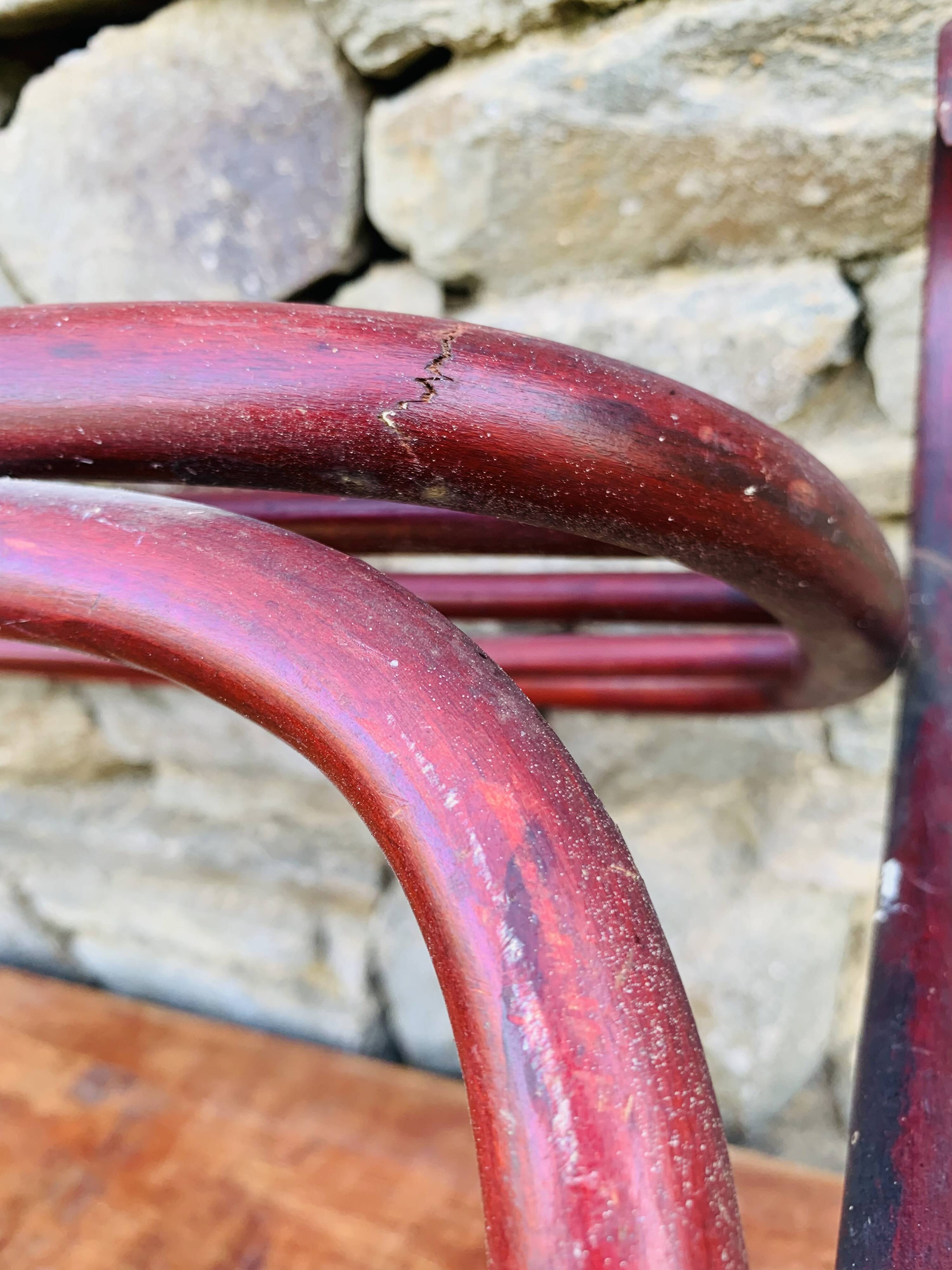 Antique curved wooden wall coat rack