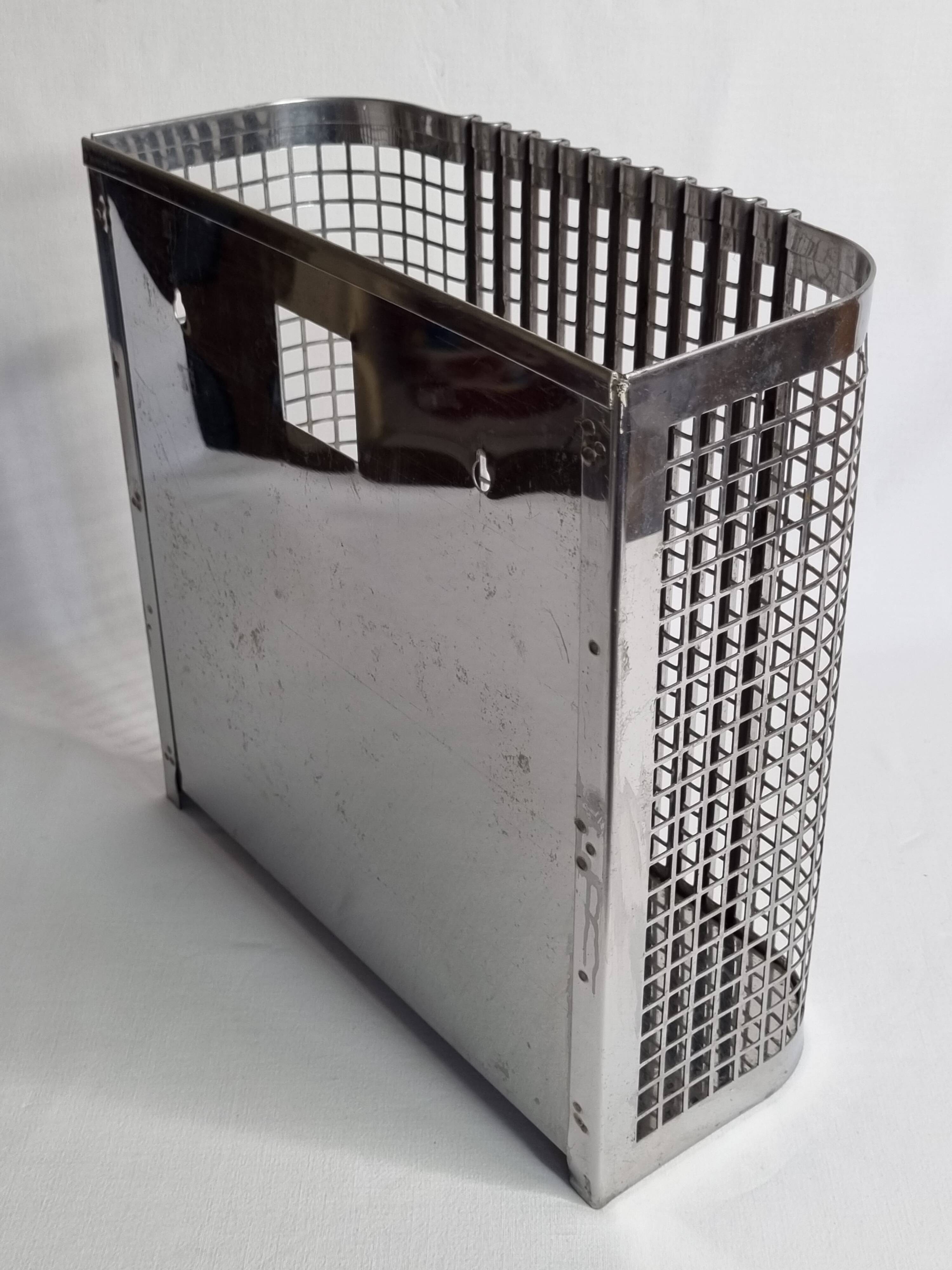 Chromed steel industrial wall paper basket, 60s