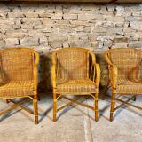 Trio armchairs rattan wicker