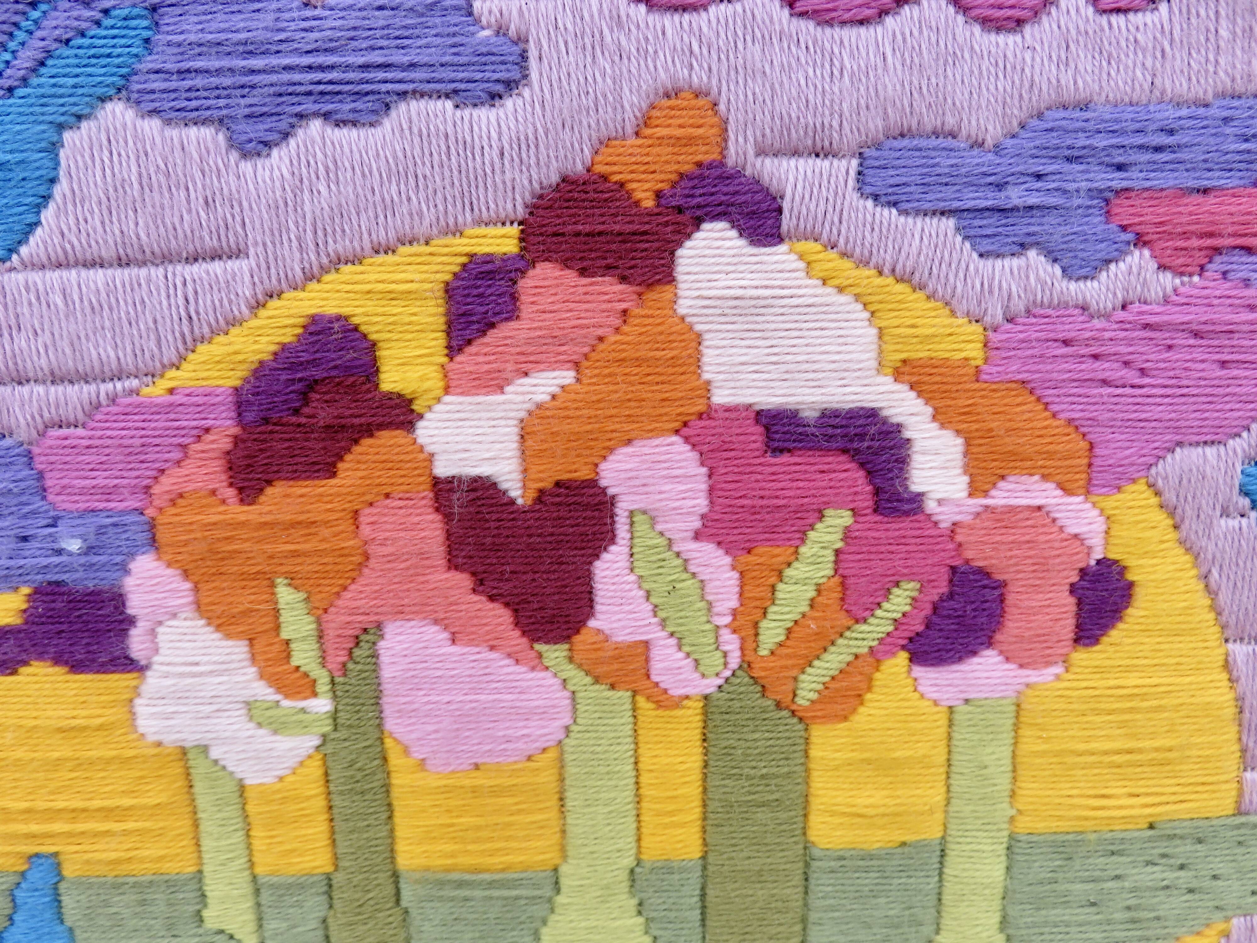 Psychedelic tapestry, futuristic, typical of 70s design.