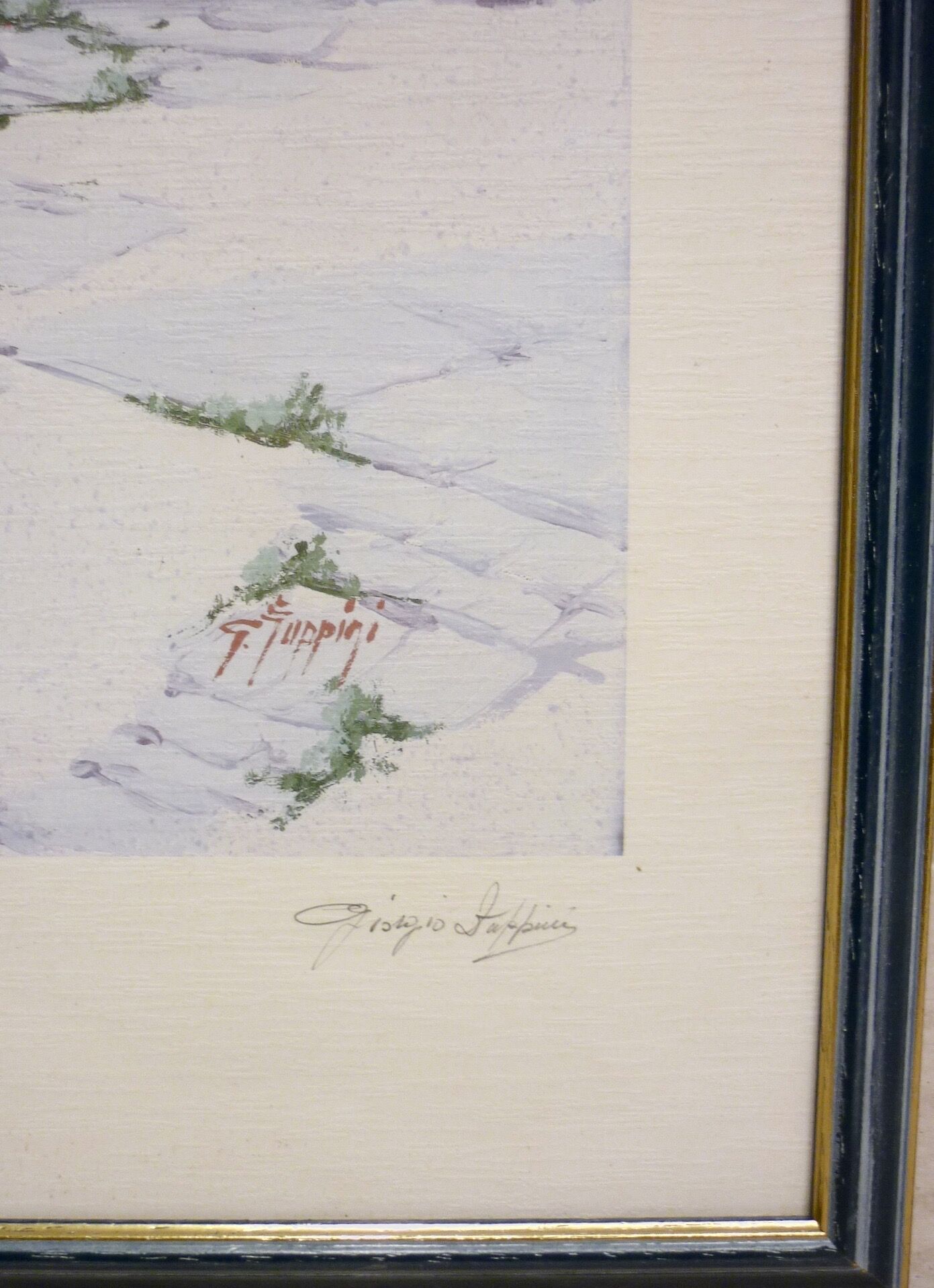 Painting “La Fontanella” lithograph signed G. Zuppini