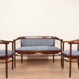 Ensemble de salon Thonet, en bois et jacquard bleu, 1910