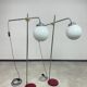 Modern mid-century chrome floor lamps in pairs