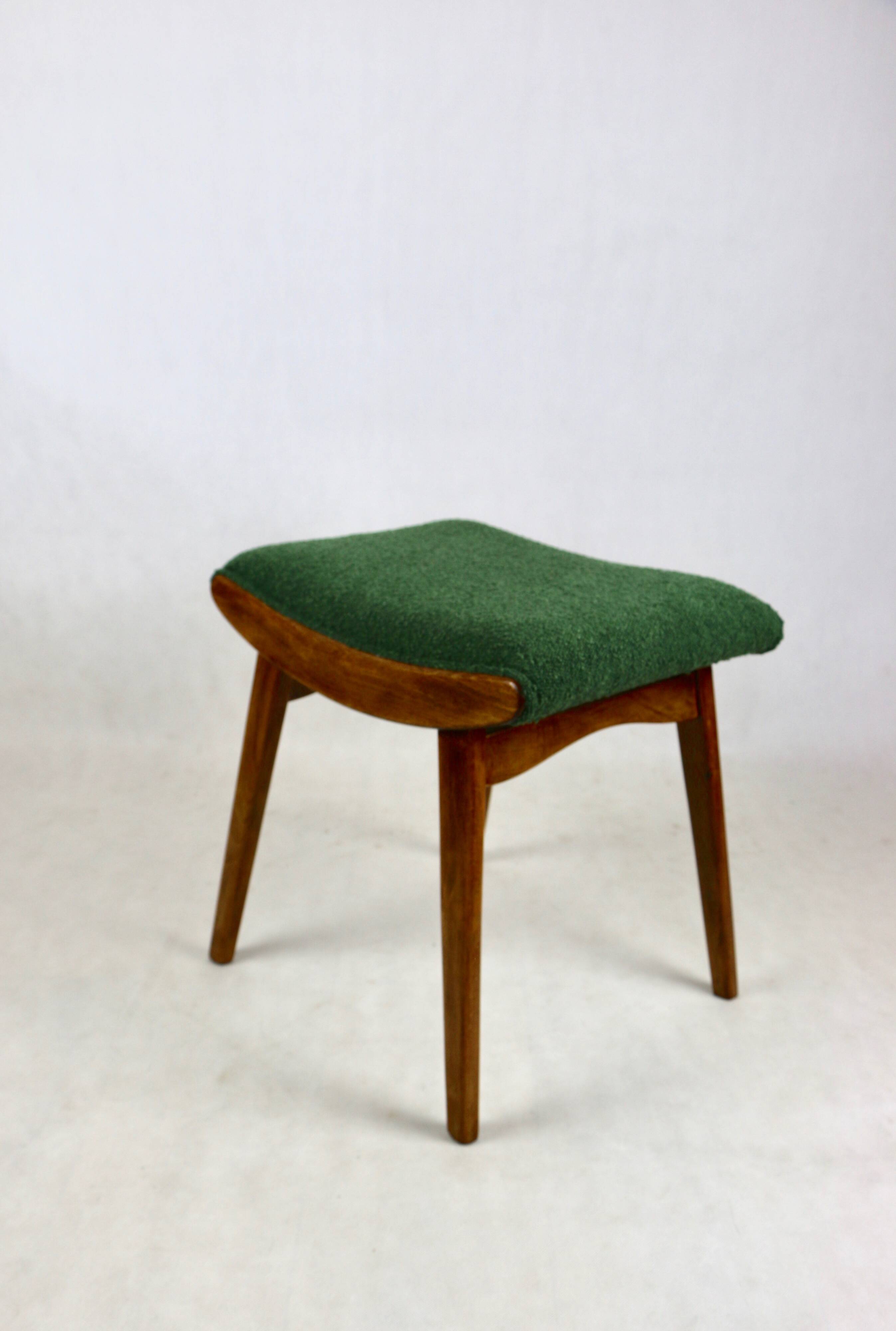 Green boucle Art Deco stool seat - 2 pieces available