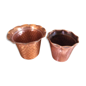 Set de 2 cache pots en cuivre