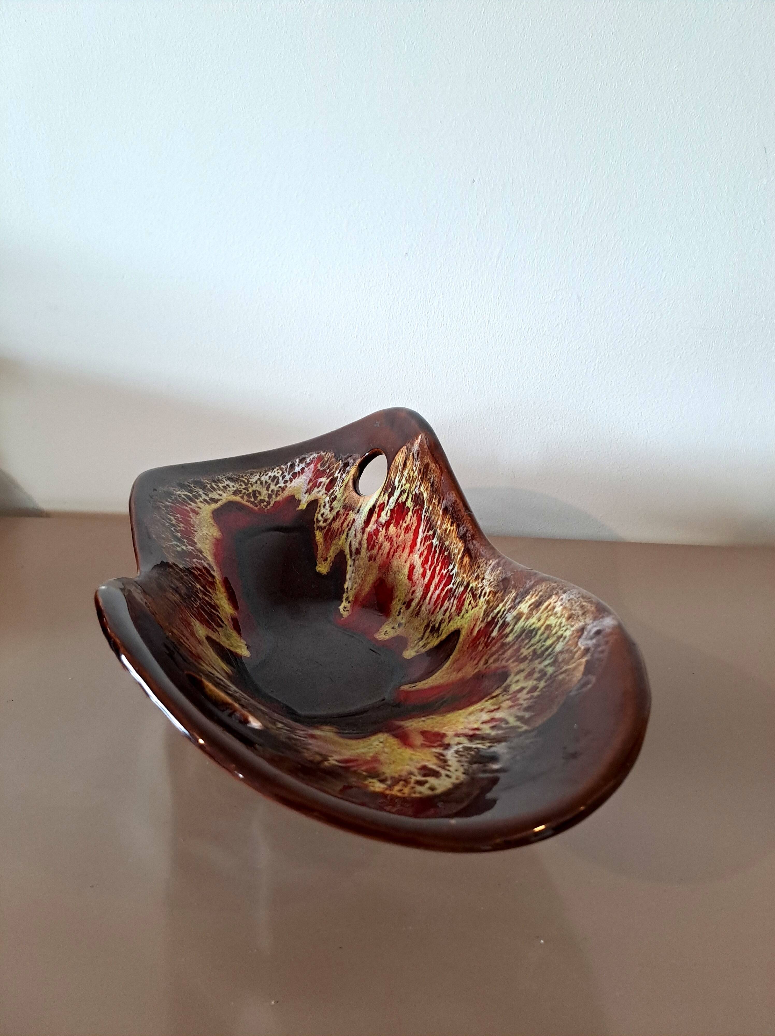 Vintage decorative glazed ceramic bowl from Vallauris – 1960s