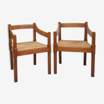 Pair of Carimate chairs by Vico Magistretti for Cassina 1960