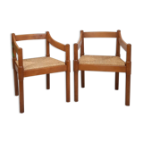 Pair of Carimate chairs by Vico Magistretti for Cassina 1960