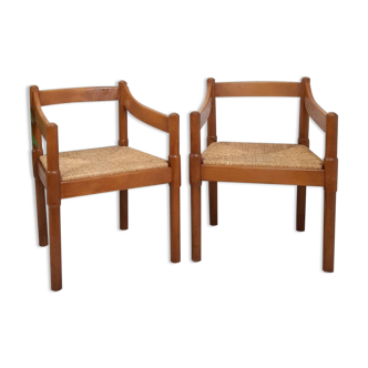 Pair of Carimate chairs by Vico Magistretti for Cassina 1960