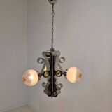 Vintage Mazzega Murano Pendant Light with 3 Glass Globes, Italy, circa 1970
