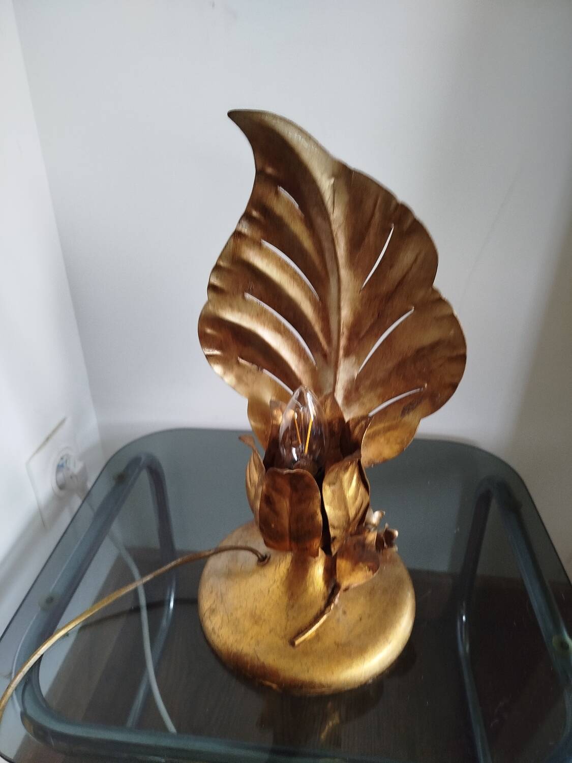 Desk lamp with floral decoration, 1970s