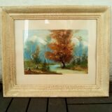 Autumn landscape with trees and river