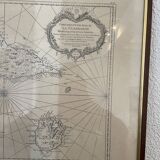Vintage framed map of Guadeloupe