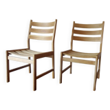 Pair of solid ash wide-seat dining chairs by Kurt Ostervig for KP Mobler, Denmark 1950s