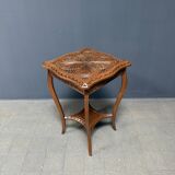 Graceful antique carved wooden side table