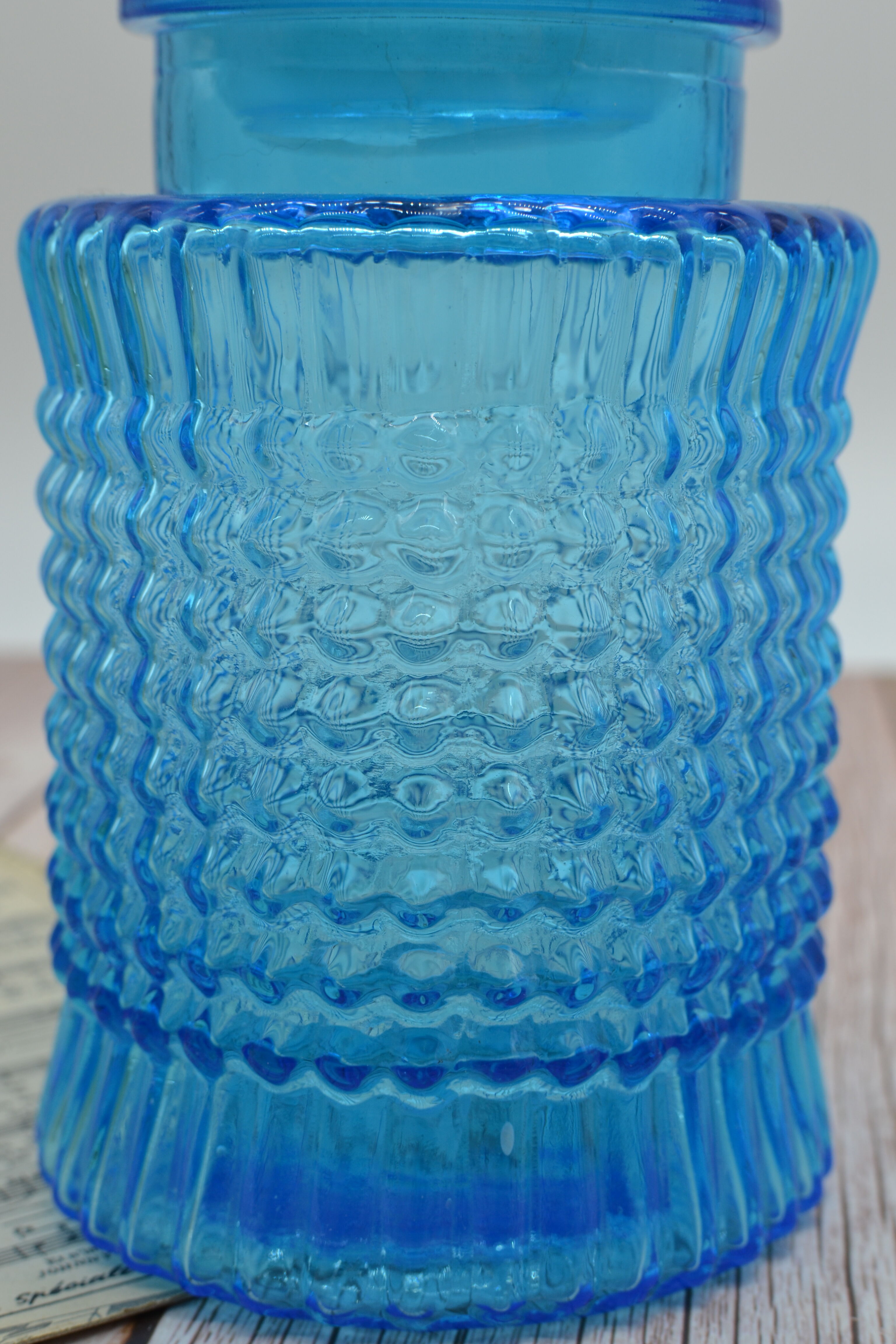 Vintage blue jar with relief