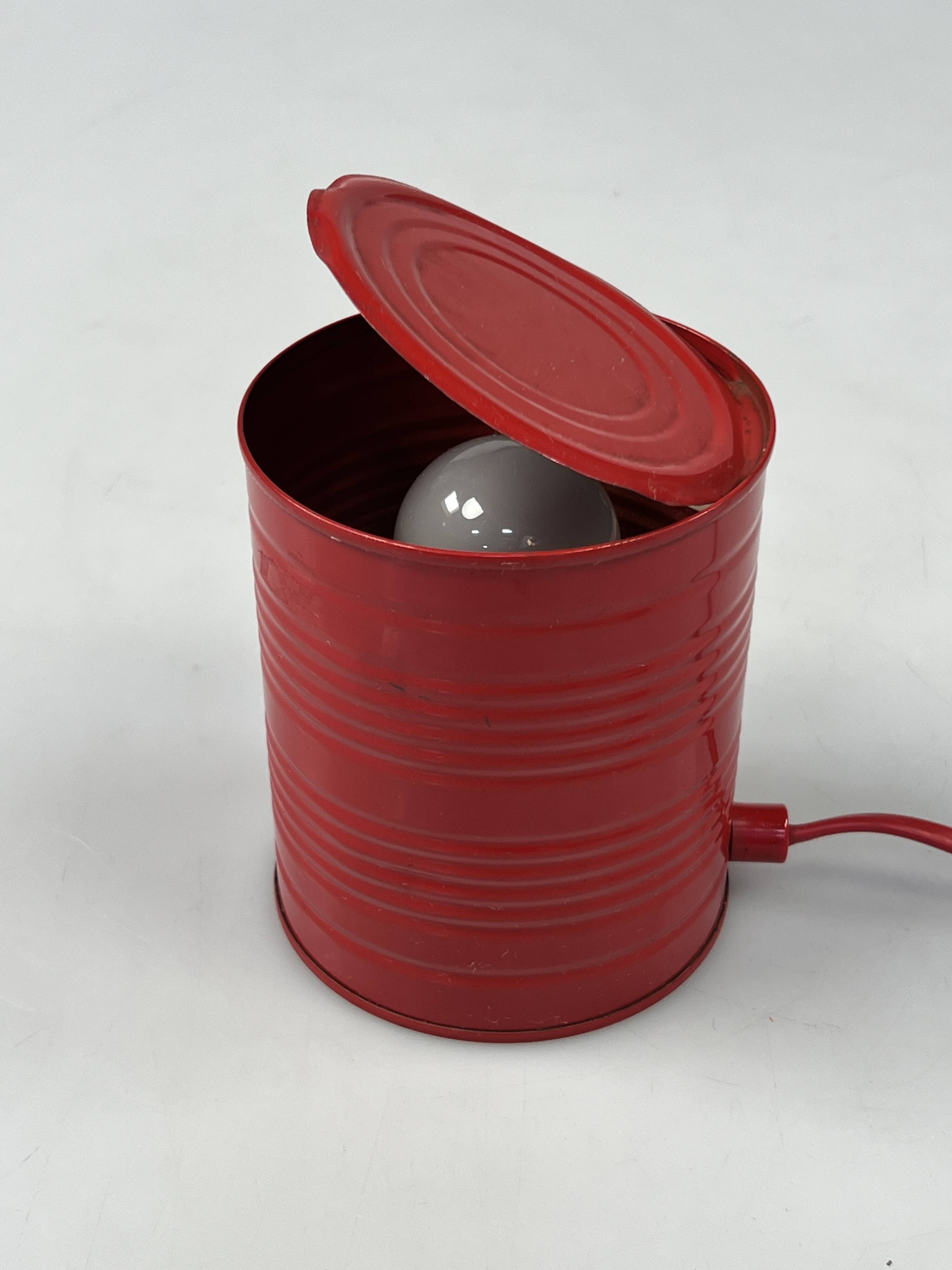 Vintage Red Tin Can Lamp, Ad Van Berlo, Vrieland Design, 1980s