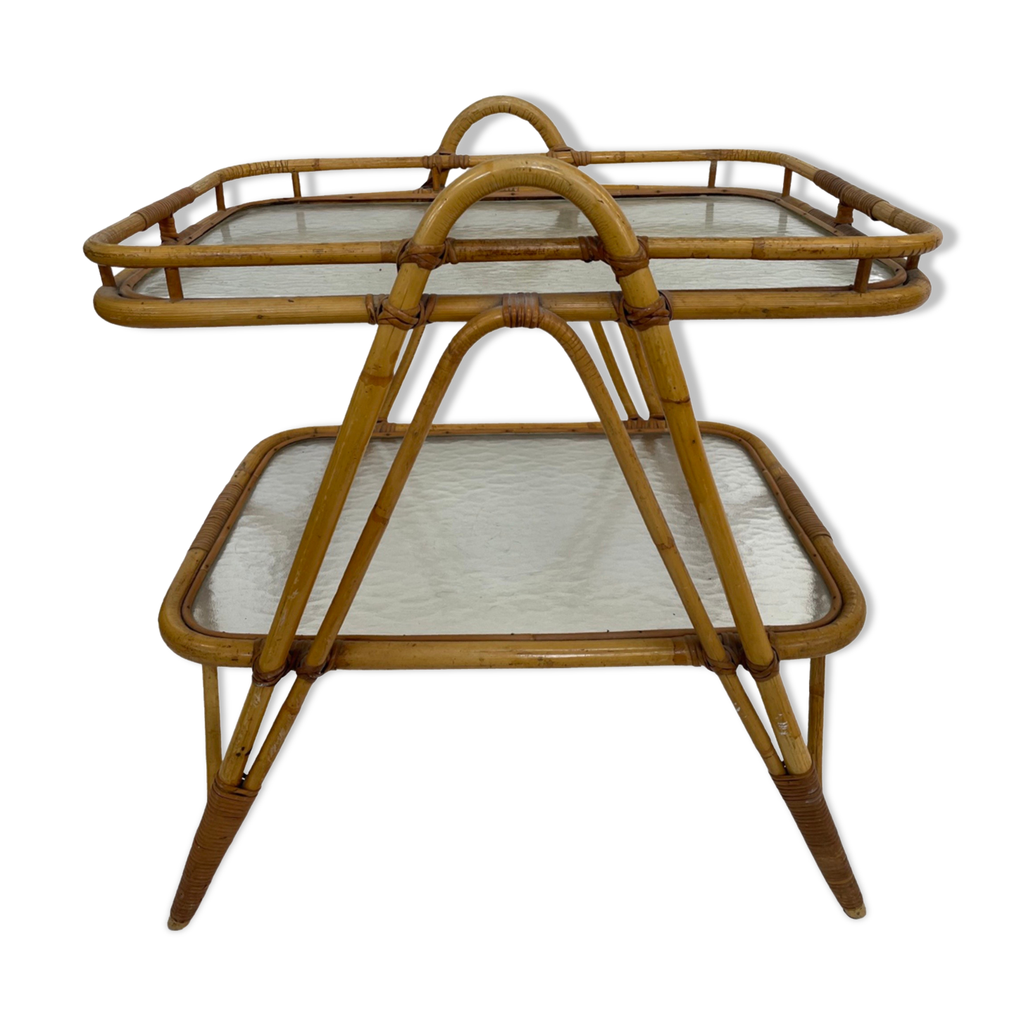 Vintage rattan table side table bamboo rattan 60's