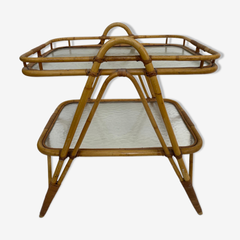 Table d’appoint en rotin vintage en bambou rotin