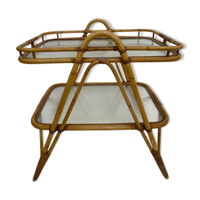 Table d’appoint en rotin vintage en bambou rotin