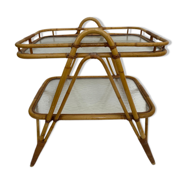 Table d’appoint en rotin vintage en bambou rotin