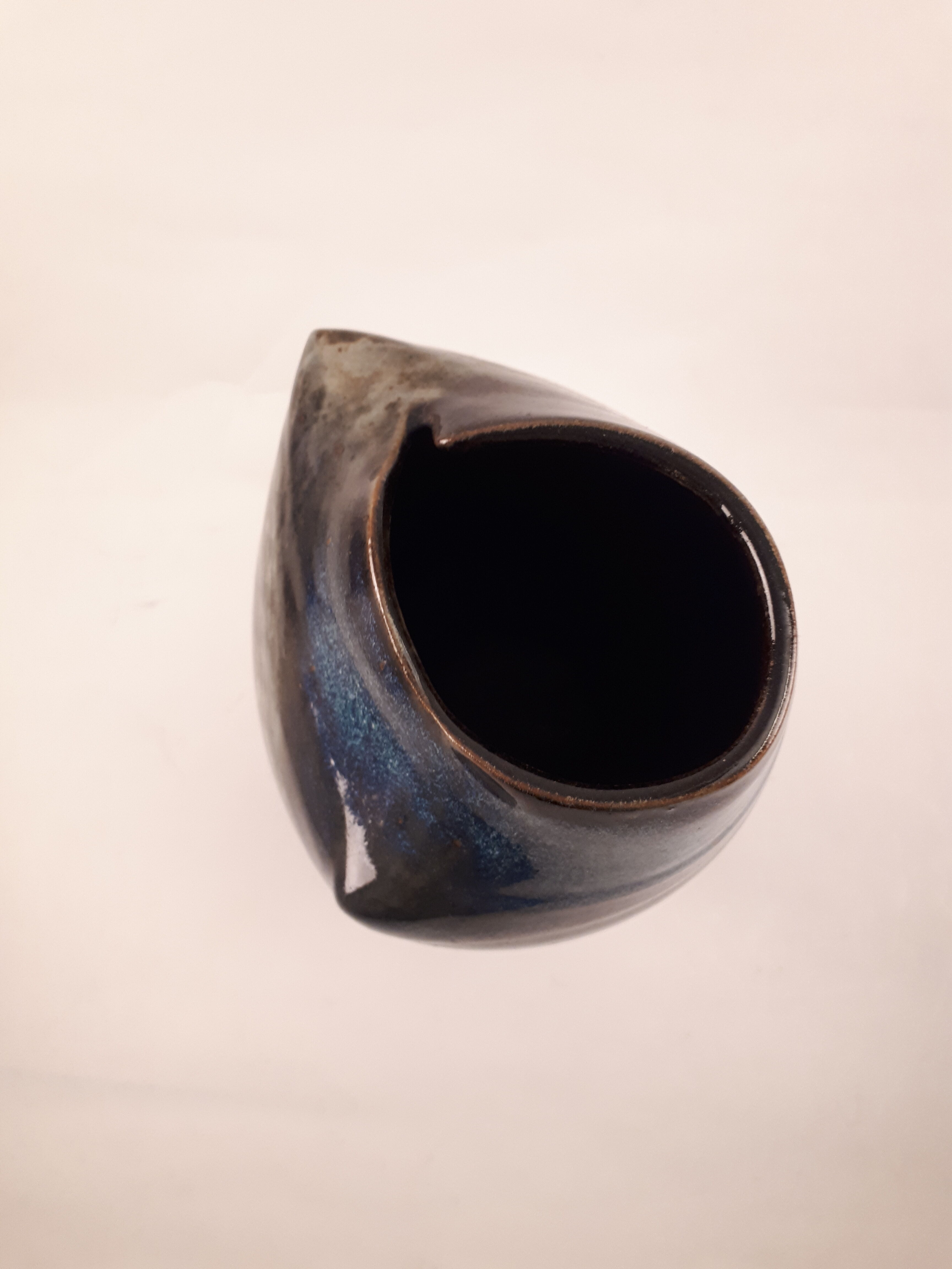 Vintage ceramic vase enamelled sandstone brown green blue