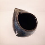 Vintage ceramic vase enamelled sandstone brown green blue