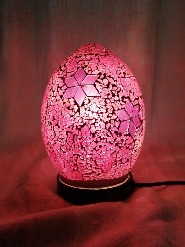 Mosaic glass egg lamp
