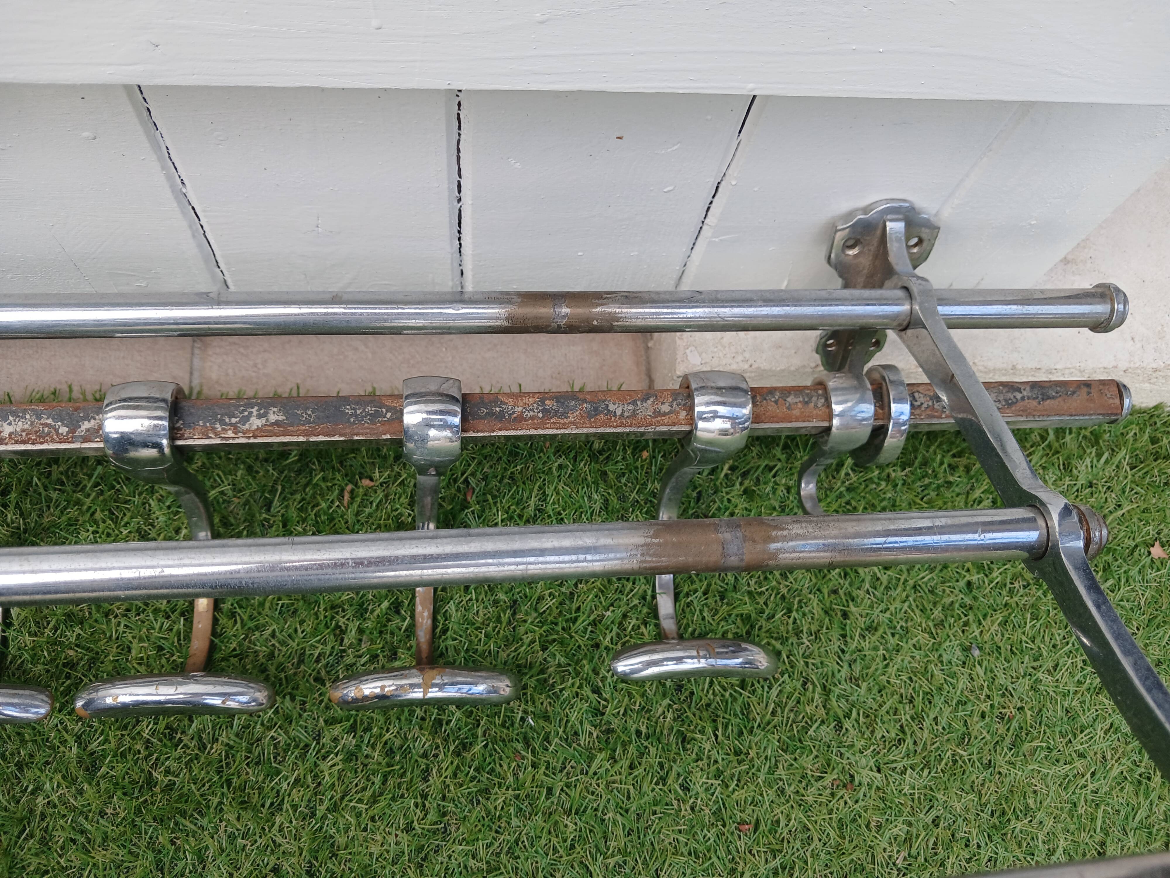 Wall mounted coat rack antique hat rack train chrome