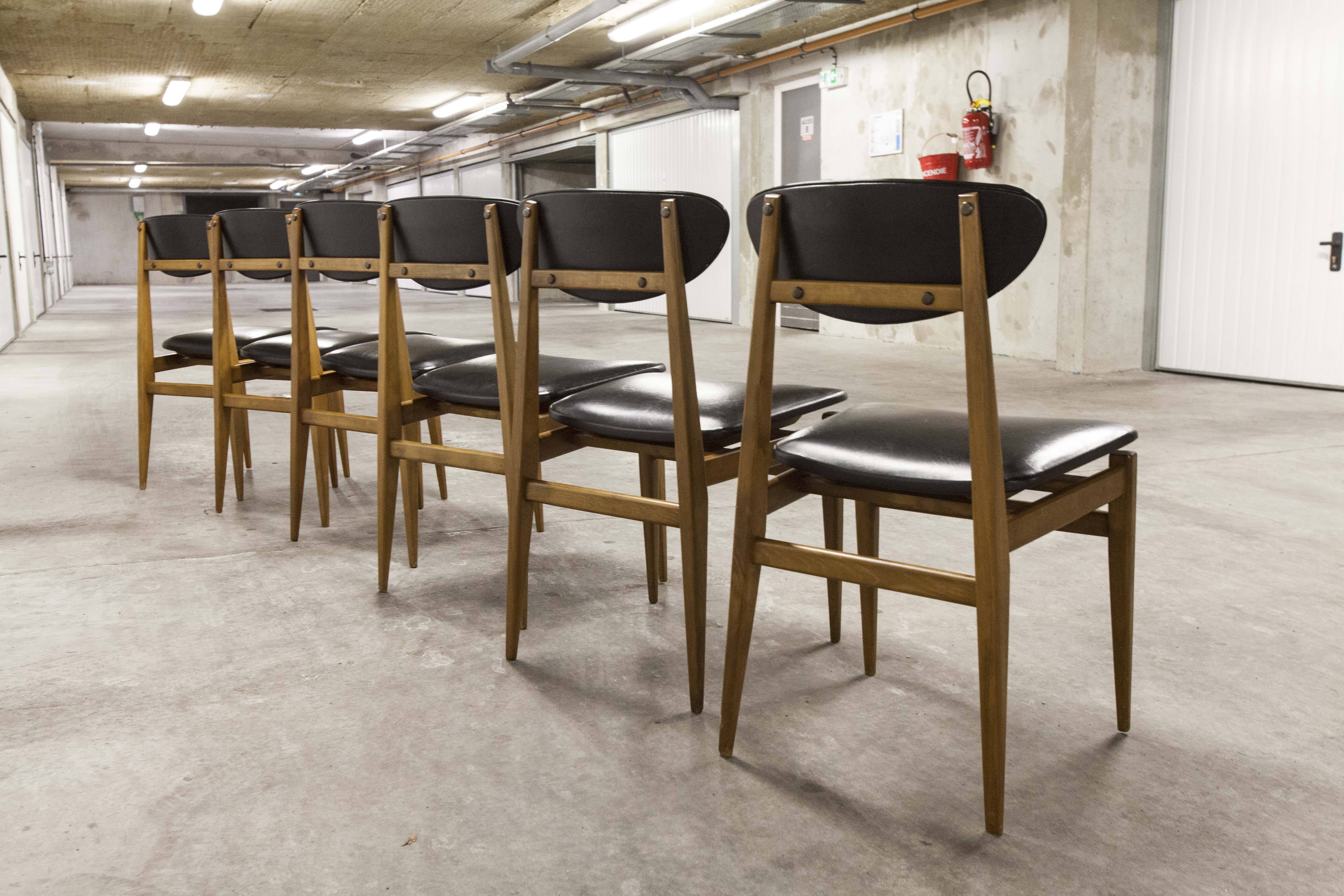 6 Teak chairs with oval back