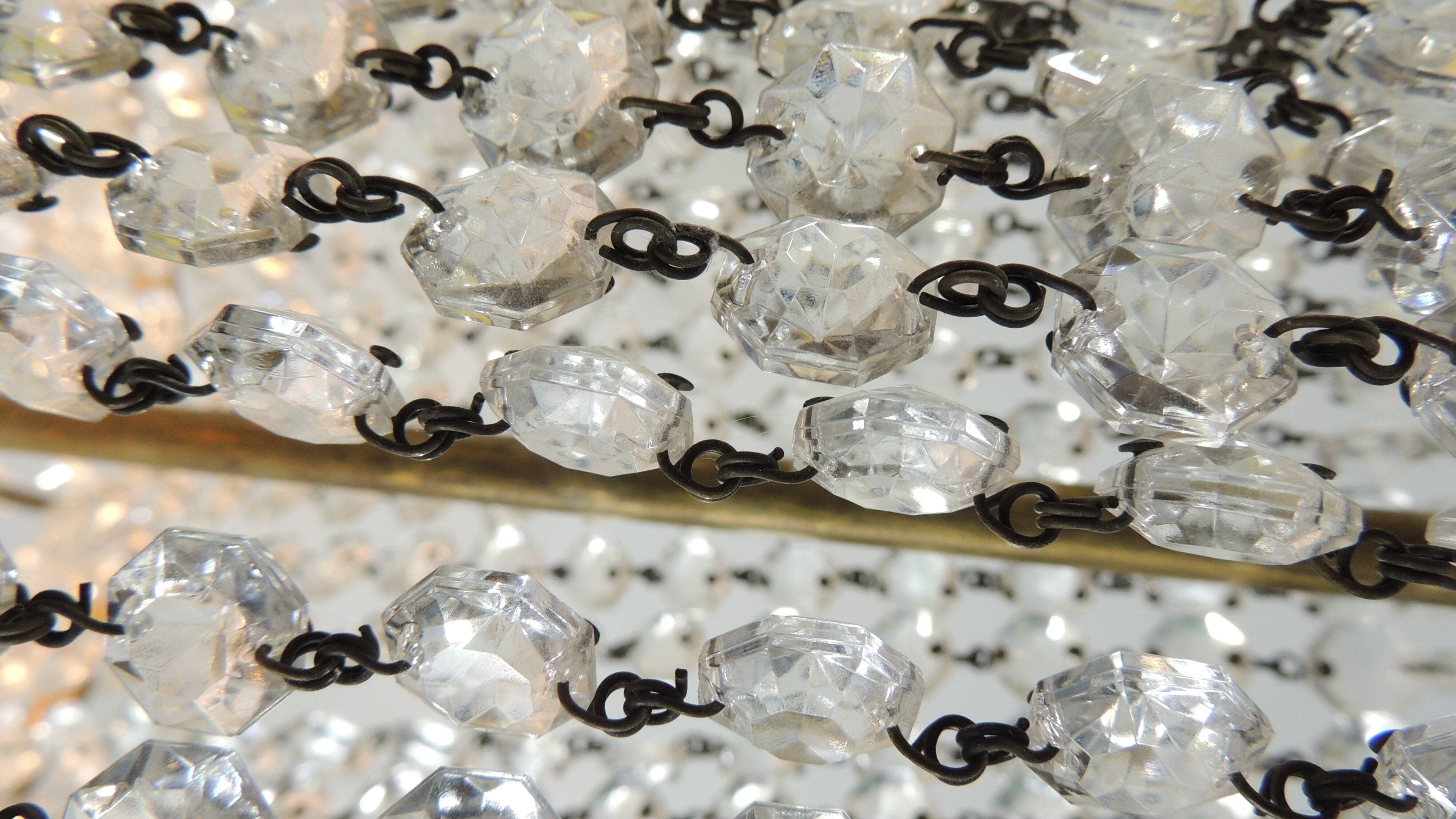 Antique crystal pendant chandelier – vintage Empire style – bronze