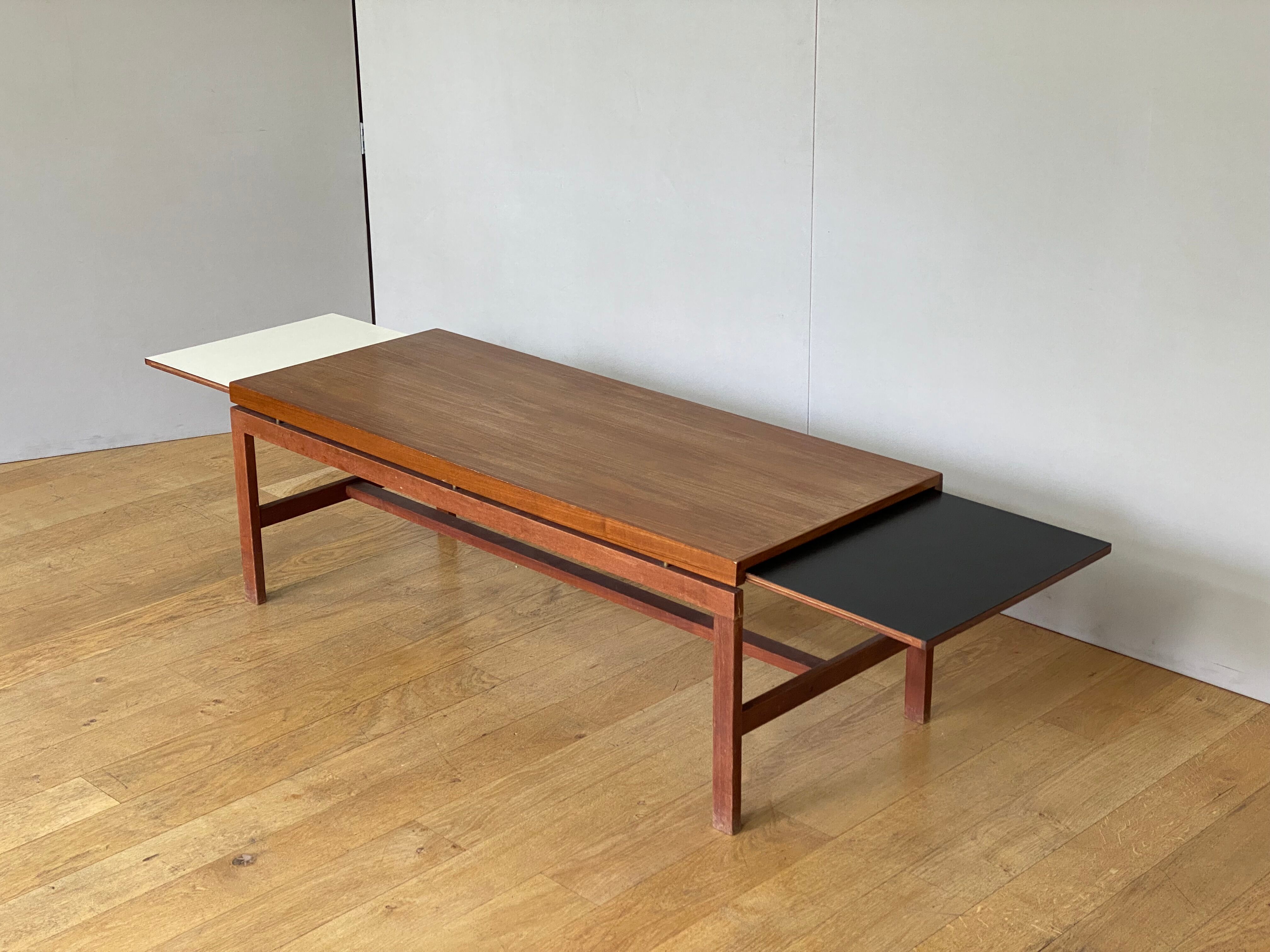 Scandinavian teak coffee table with extensions