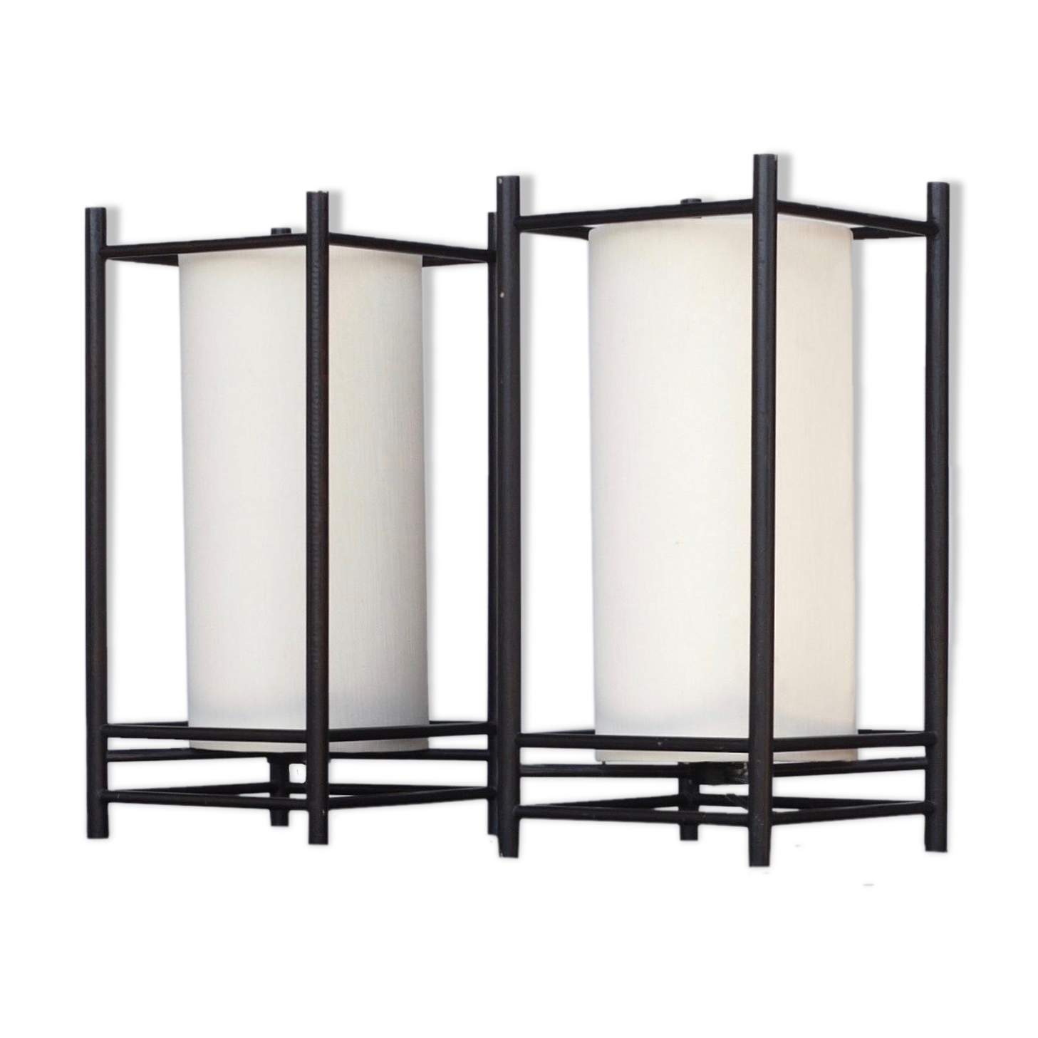 Pair of vintage Japanese style bedside lamps, 1980s