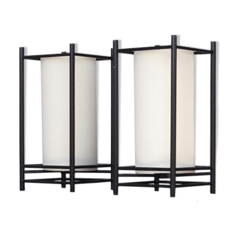 Pair of vintage Japanese style bedside lamps, 1980s