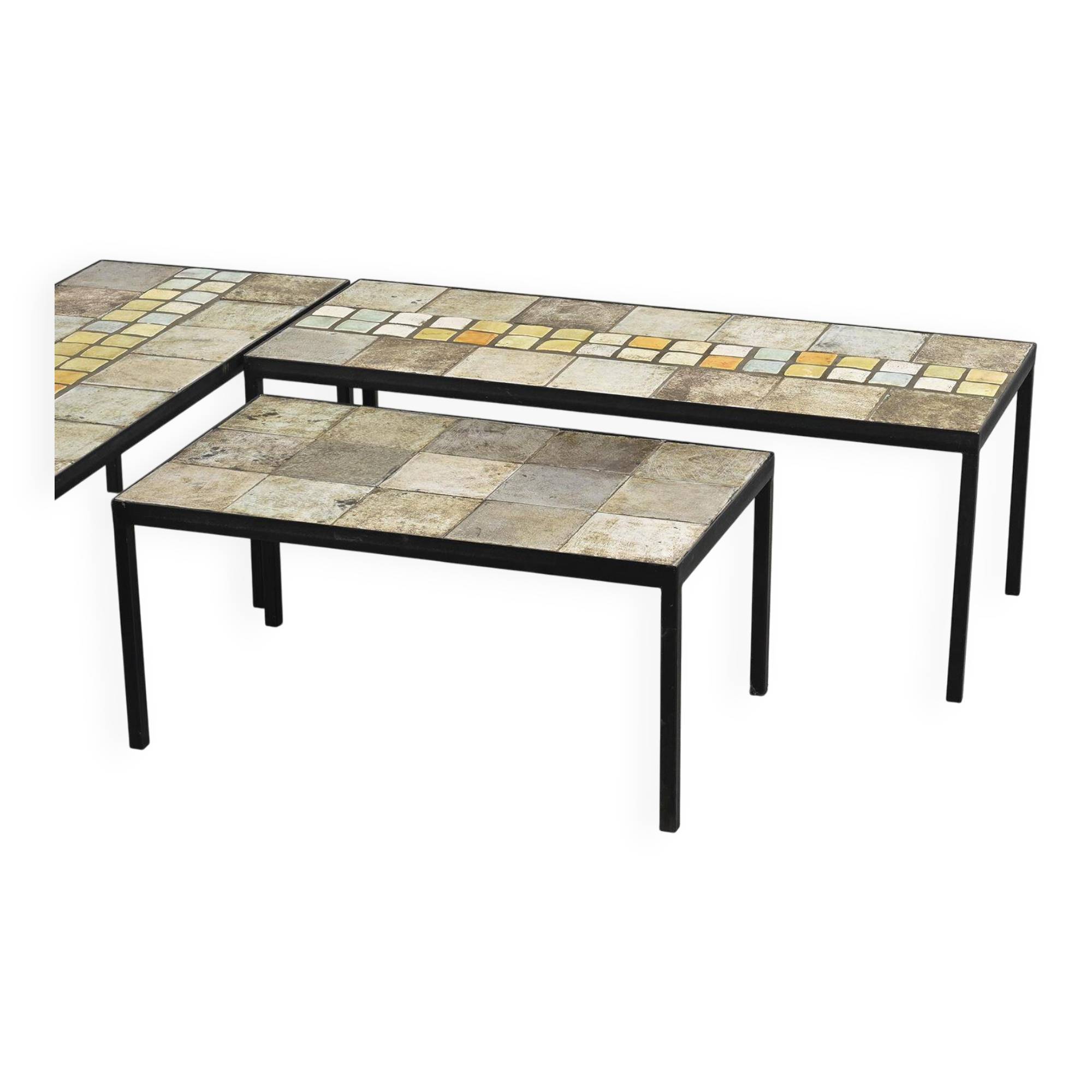 Three ceramic coffee tables by Les 2 Potiers, France, circa 1965