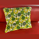 Cushion cover, green lotus flowers, vintage 1970