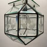 Etched Glass Light Pendant 1950’s