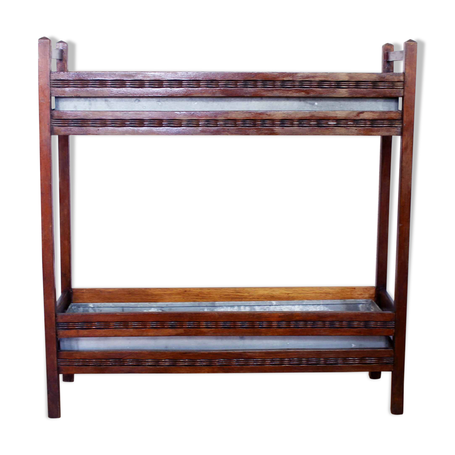 Solid wood and zinc planter