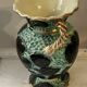 Pair of Vallauris vases in turquoise and black ceramic enhanced with o