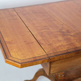 Table Empire antique avec rabats et marqueterie en bois de bouleau des années 1840