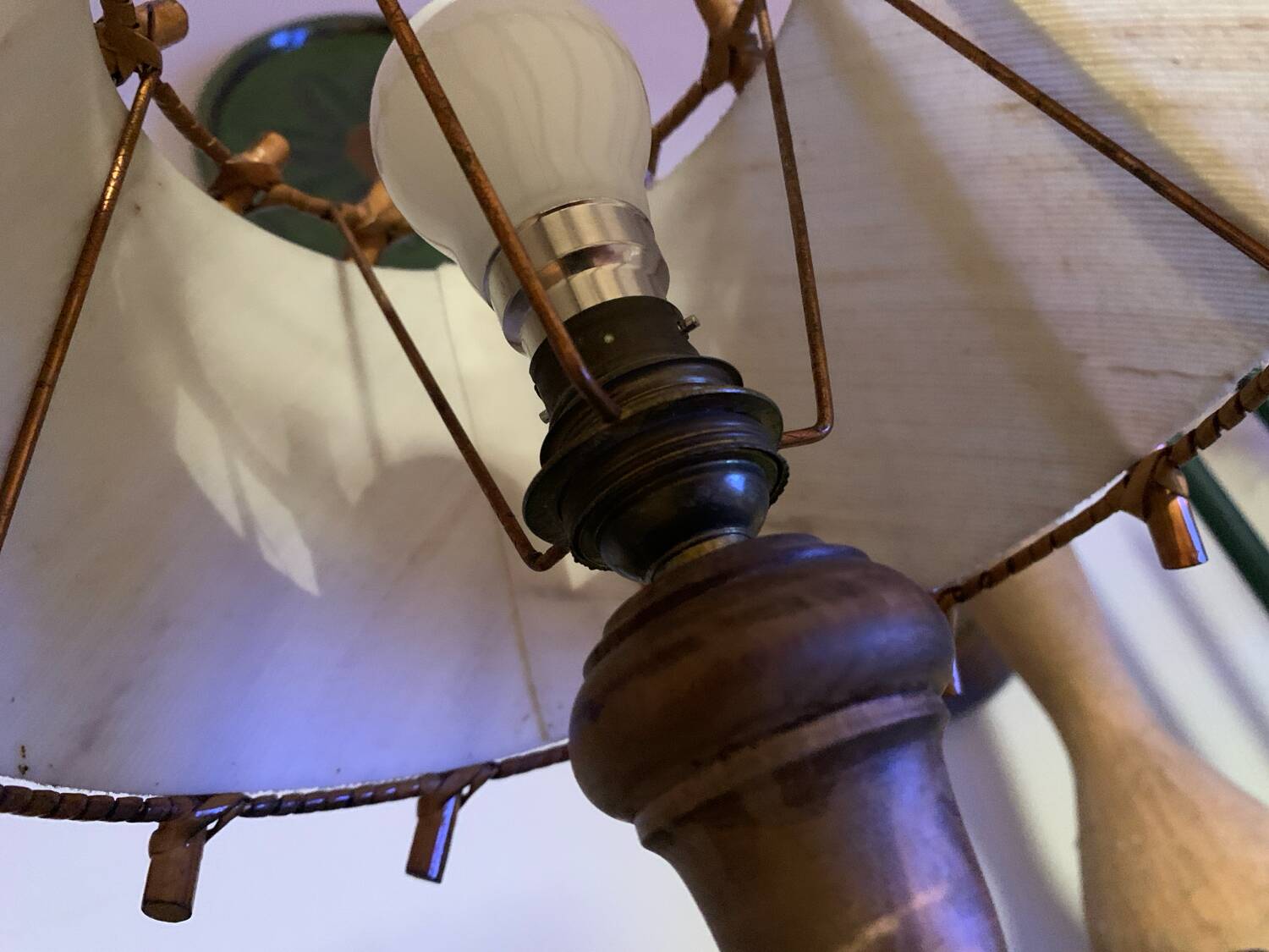 Antique wooden bedside lamp