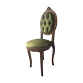 Antique wooden and velvet upholstered chair