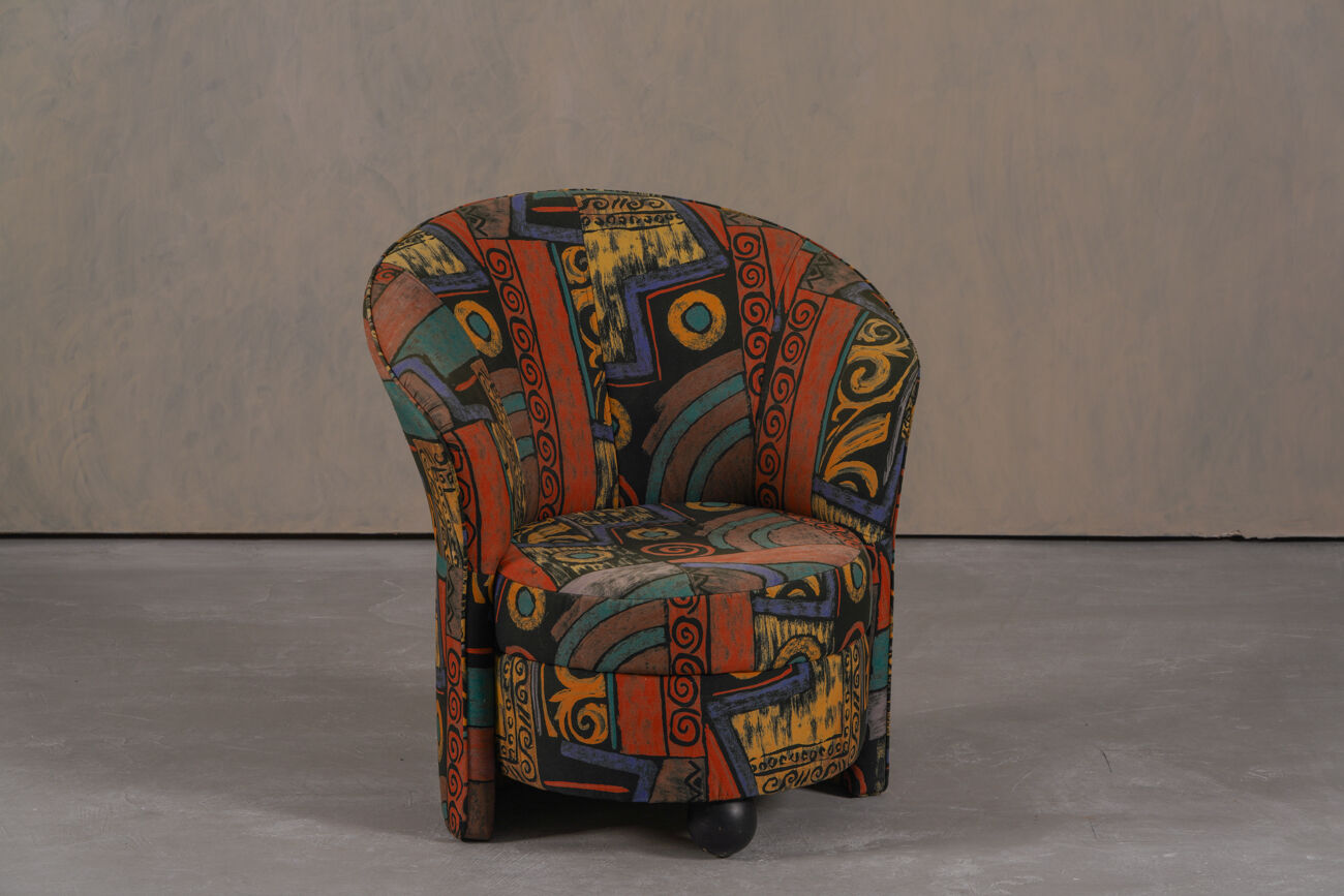 Postmodern abstract upholstery armchairs, Germany 1980s set of 2