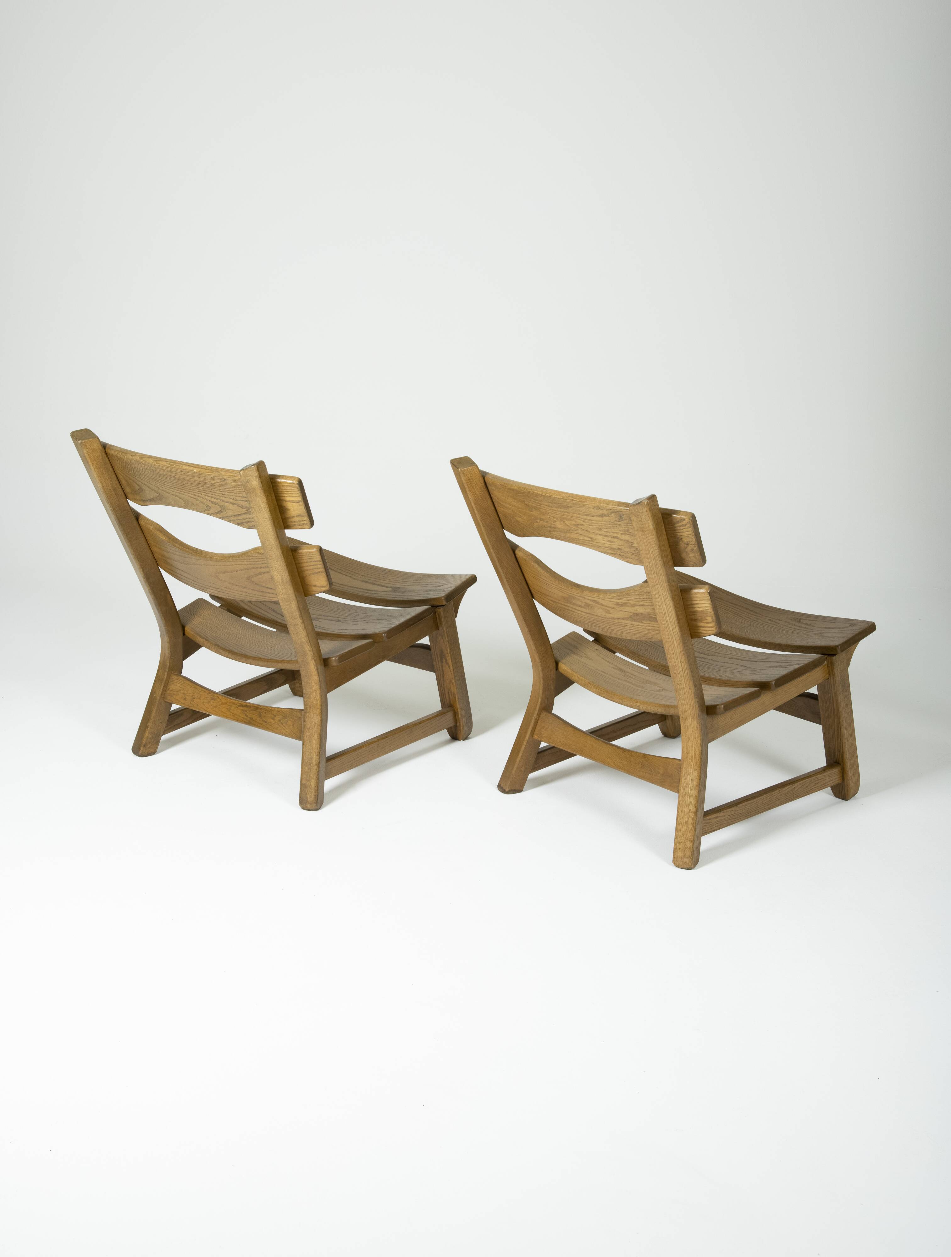 Pair of brutalist oak chairs by Dittmann & Co for Awa Radbound, 1960s