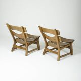 Pair of brutalist oak chairs by Dittmann & Co for Awa Radbound, 1960s