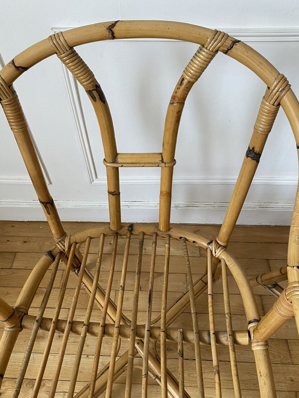 Pair of vintage rattan armchairs