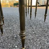 Pull-out table in marble and brass